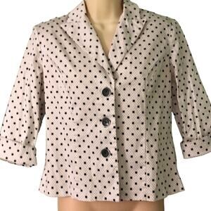 Dressbarn White and Black Polka Dot Jacket Woman Size Medium Retro